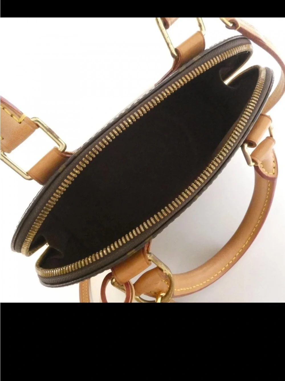 Louis Vuitton Brown Monogram with Tan Leather Alma Satchel